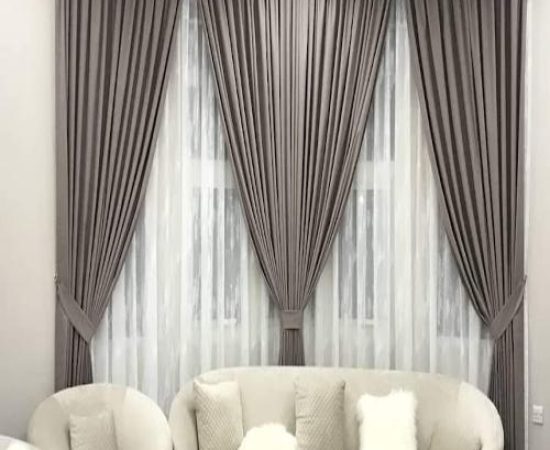 Creme Color blackout with sheer curtains